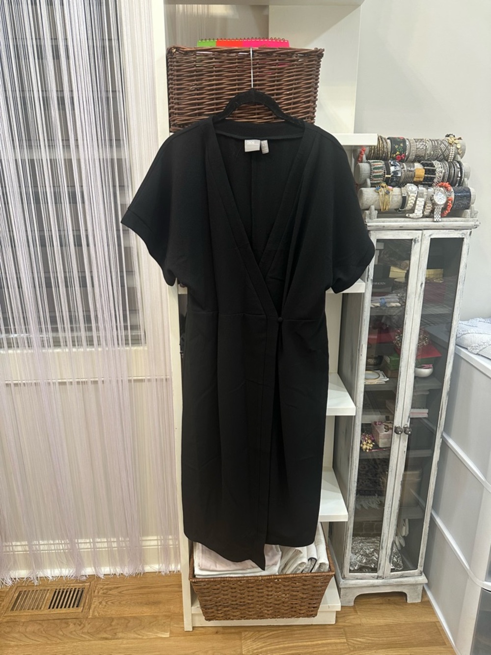 ASOS Black Wrap Midi Dress